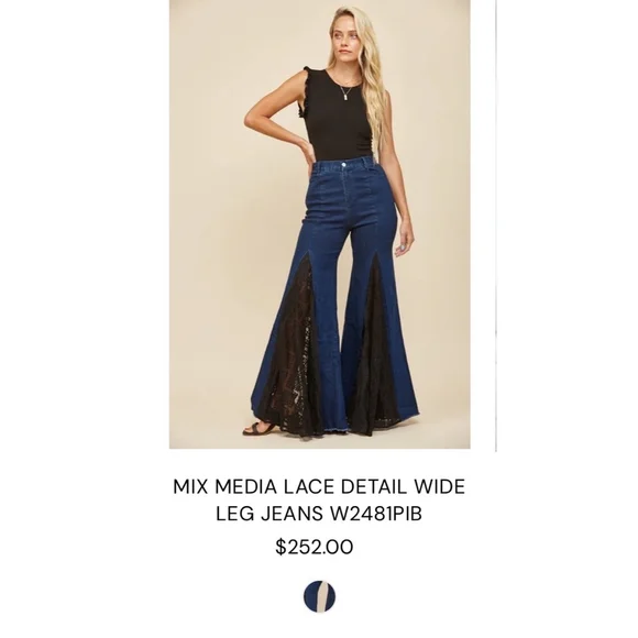 NWOT Wilson Wide Leg Jeans with Lace Detail – Size Small - Picture 2 of 5